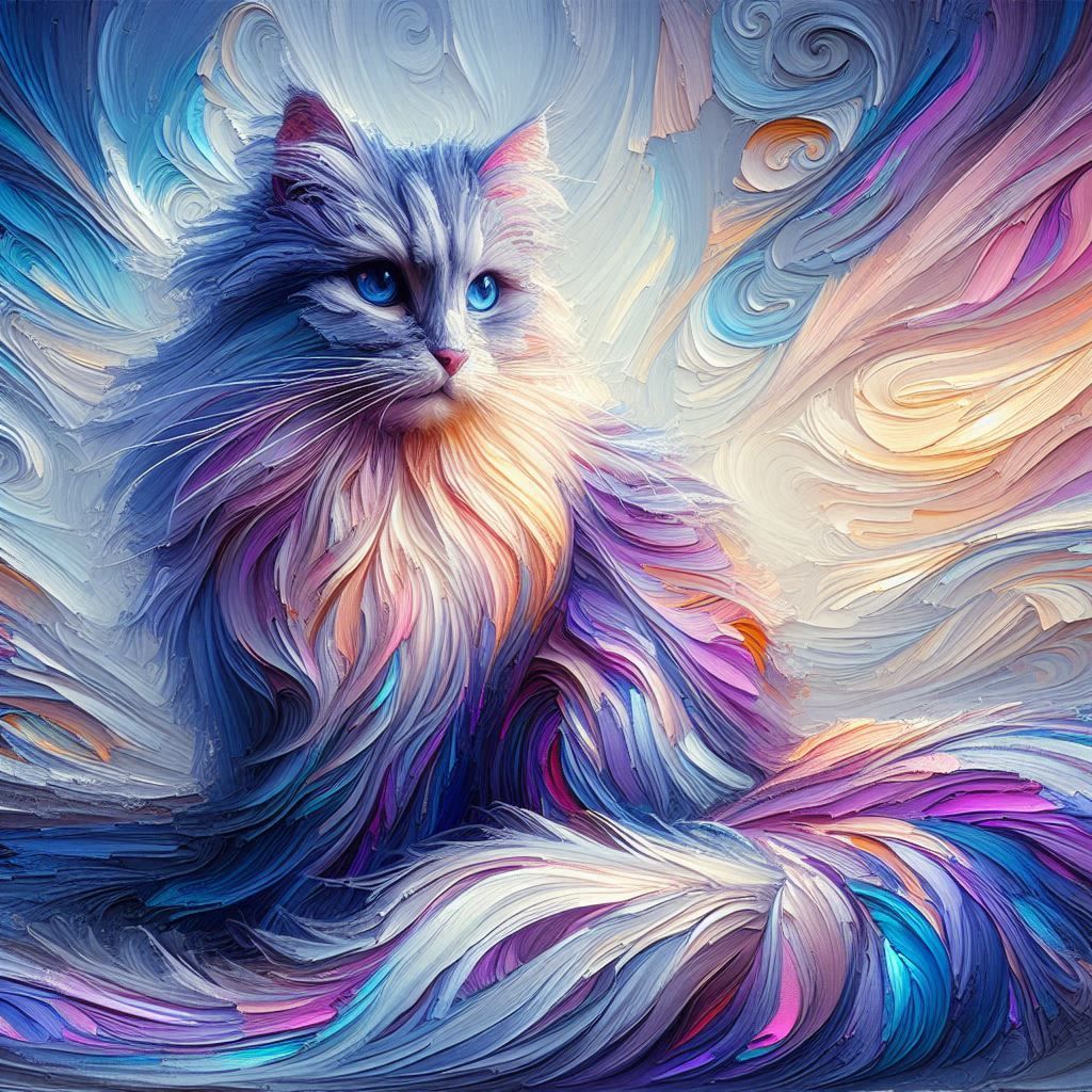 Cat. impasto painting