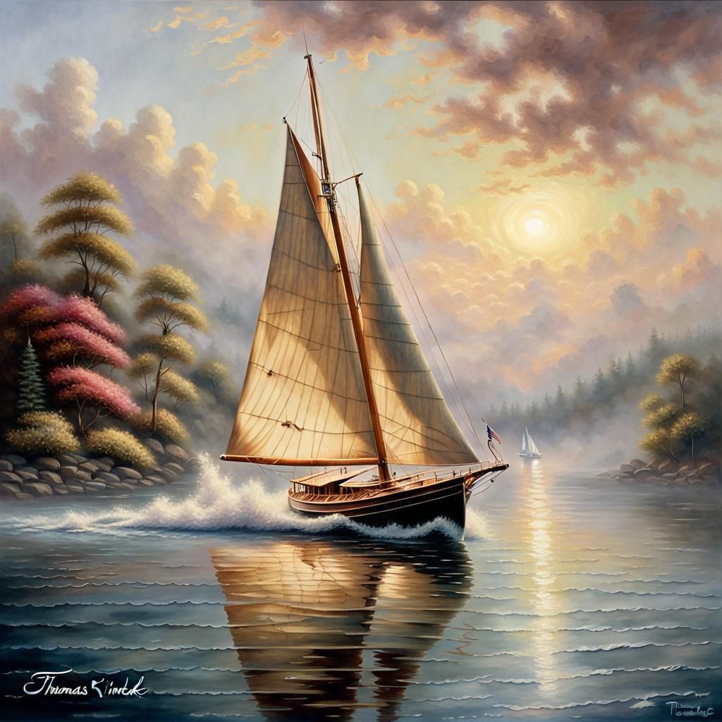 painting of a classic wooden sailboat 2