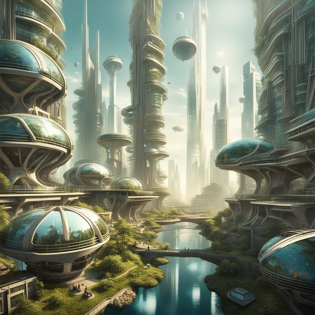 Futuristic solarpunk utopia - AI Generated Artwork - NightCafe Creator