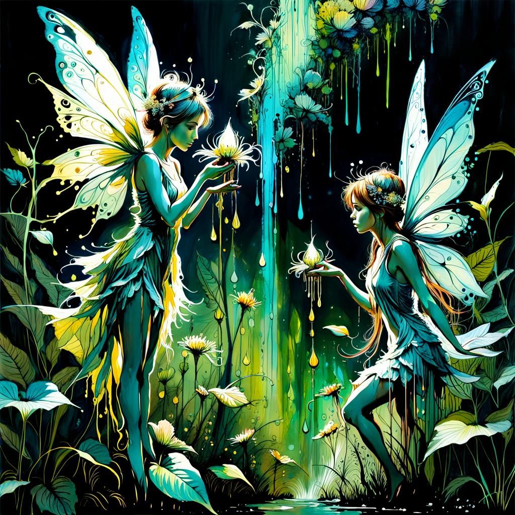 "impressionistic ethereal fairies