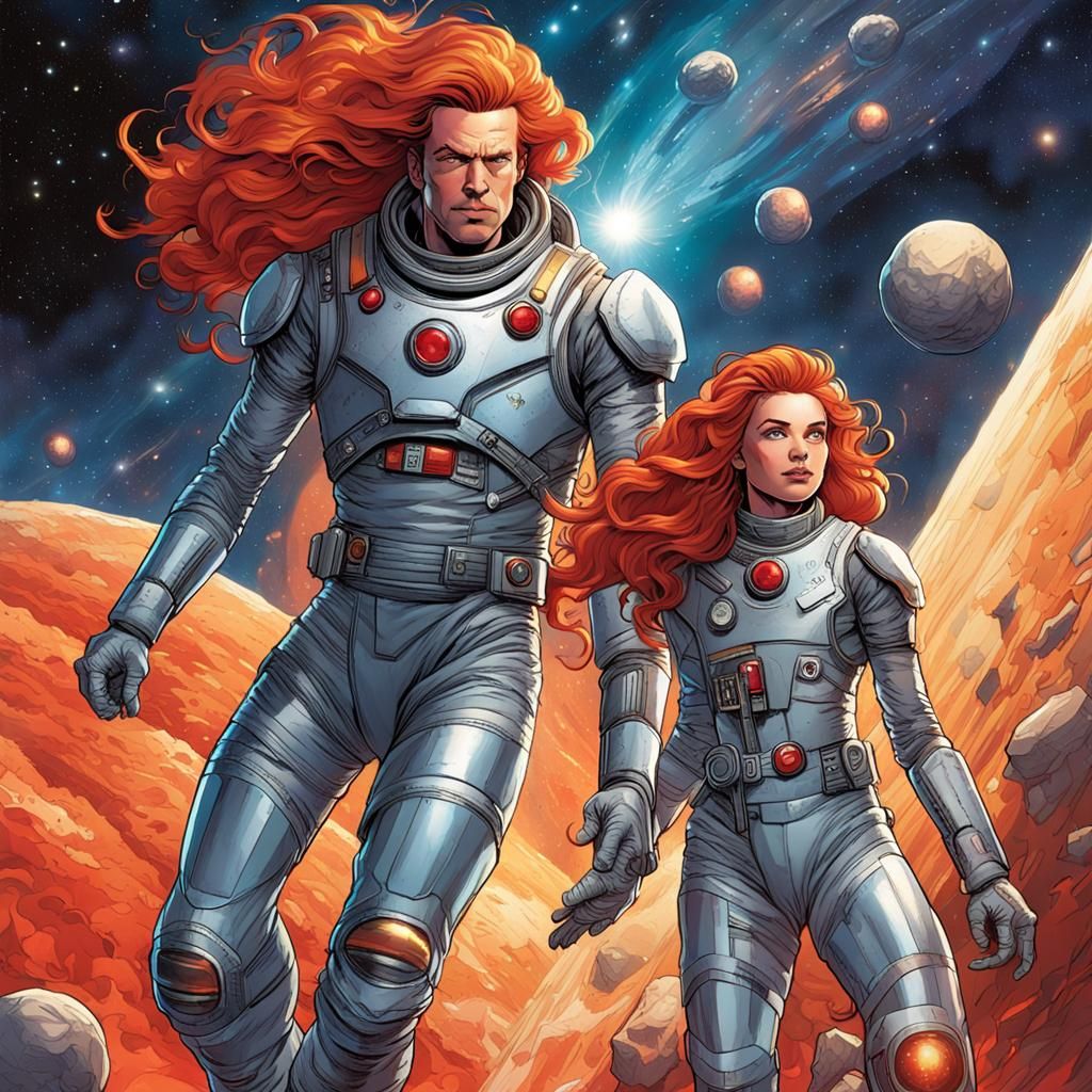 In the depths of the cosmos, amidst swirling nebulas and twi...
