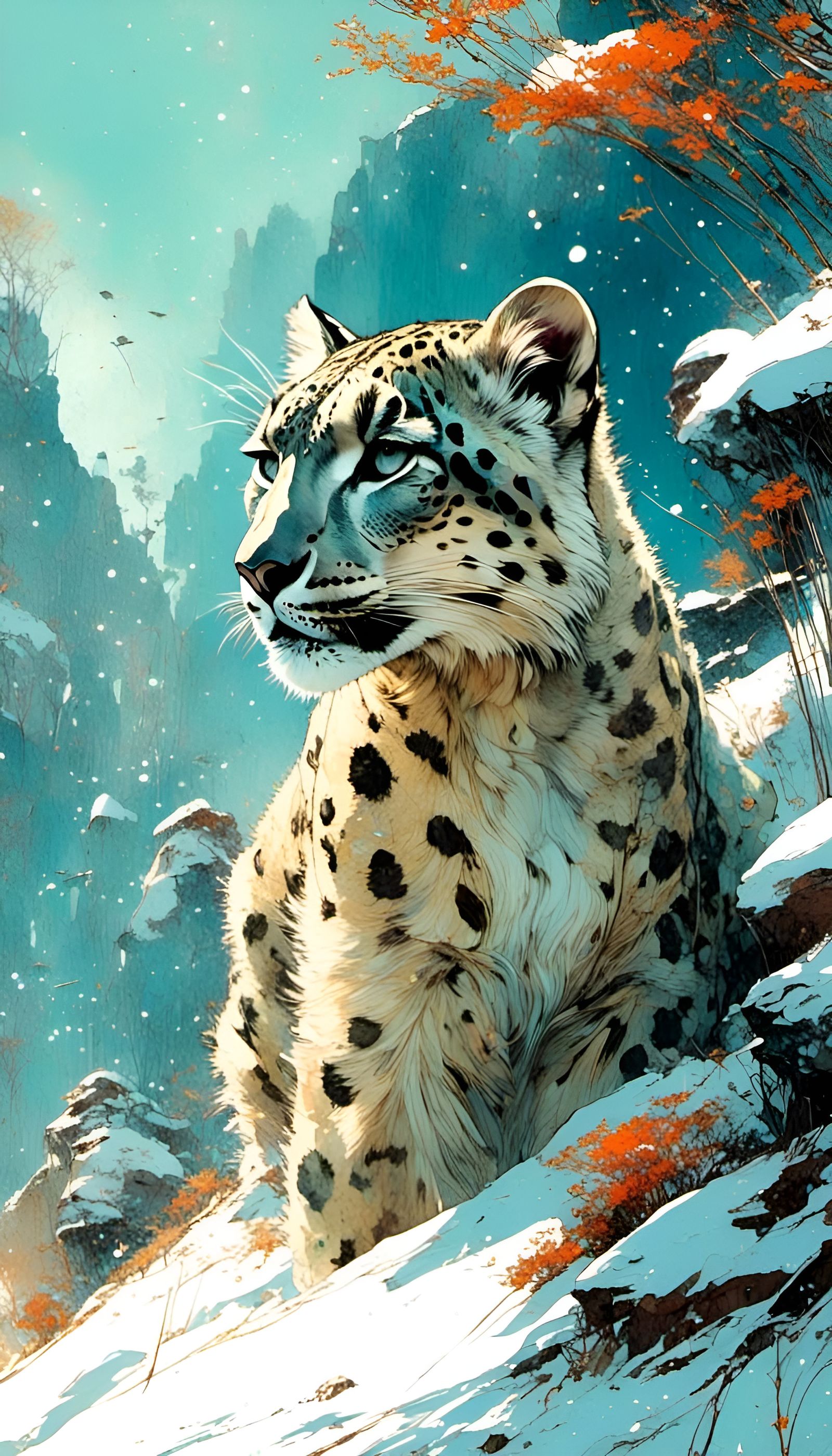 Snow leopard - AI Generated Artwork - NightCafe Creator