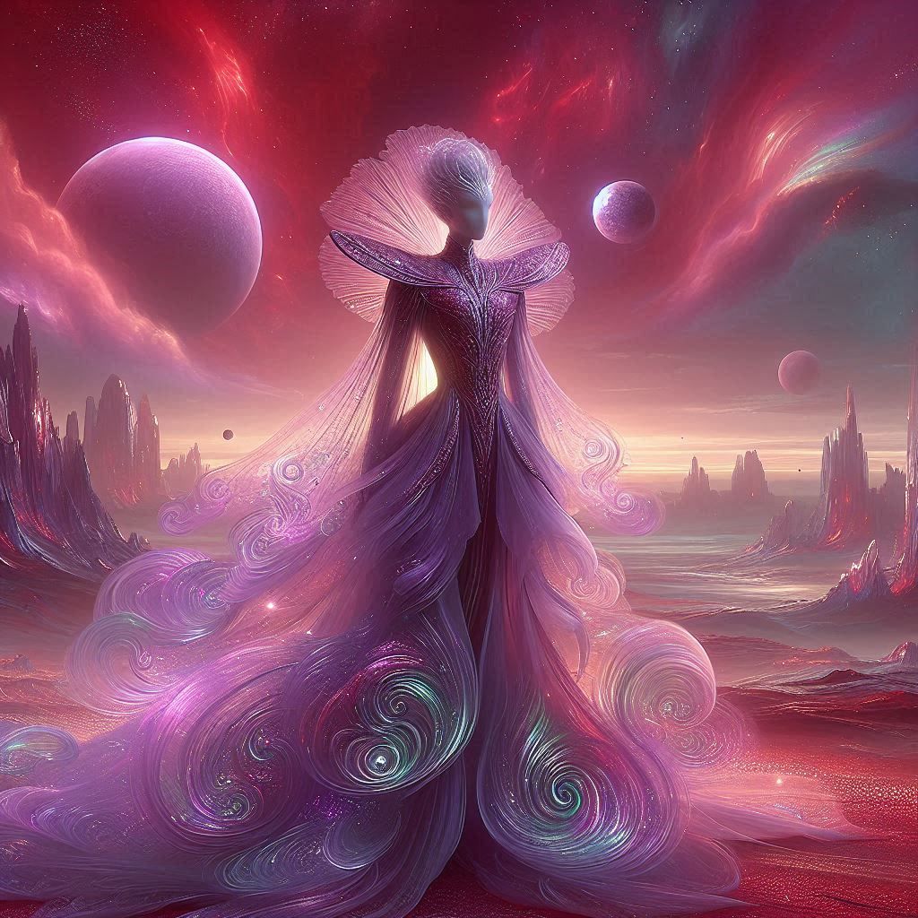 Alien in red and purple