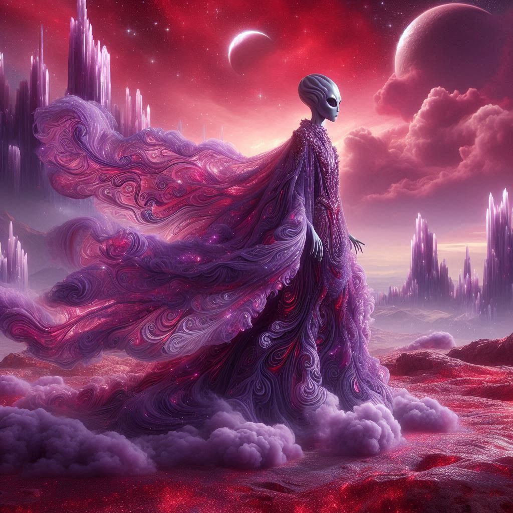 Alien in red and purple