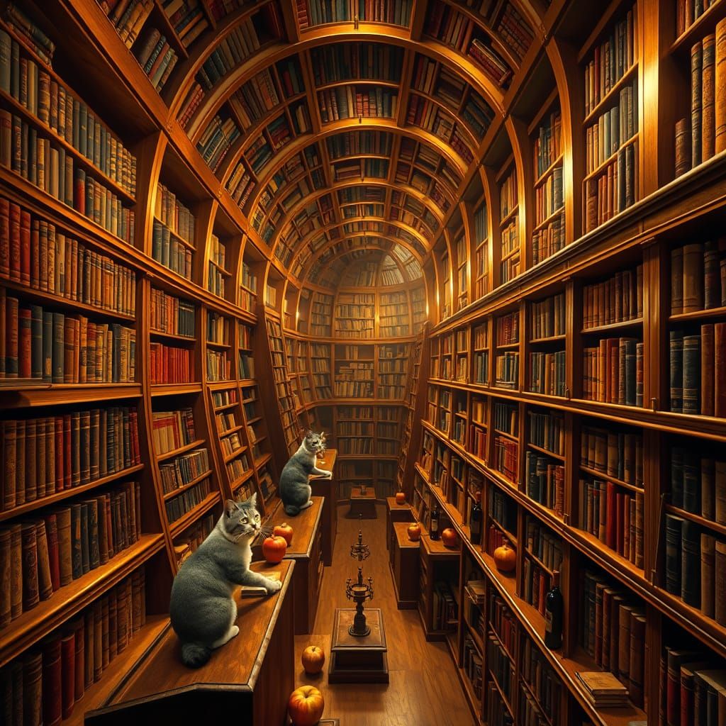 Enchanting Fractal Library of Wonders in Whimsical Wood and ...
