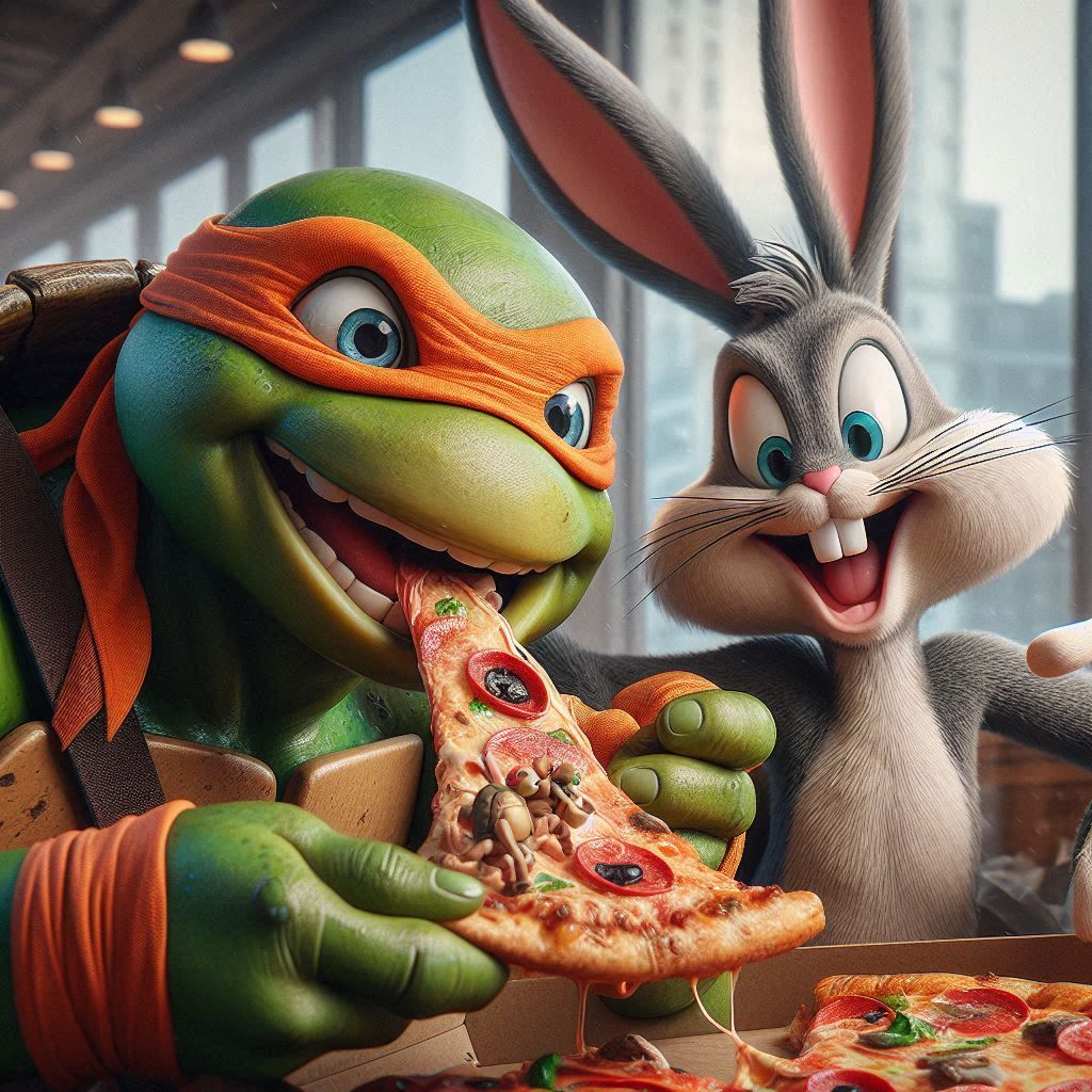Michelangelo and Bugs Bunny   by @Diane