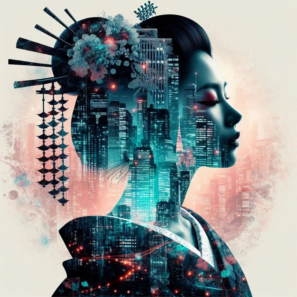 double exposure beautiful fantasy portrait landscape..