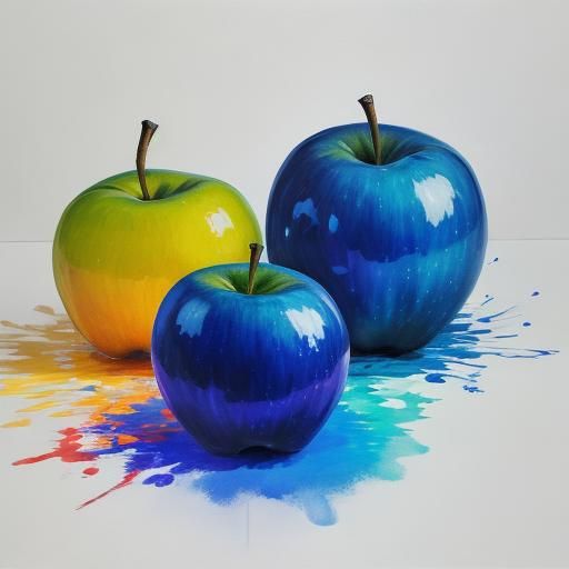 Blue apples that are lit up from inside.