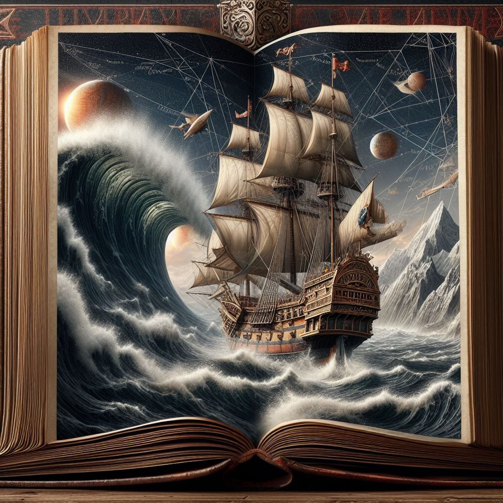 Magellan's expedition rounding Cape Horn, ocean waves