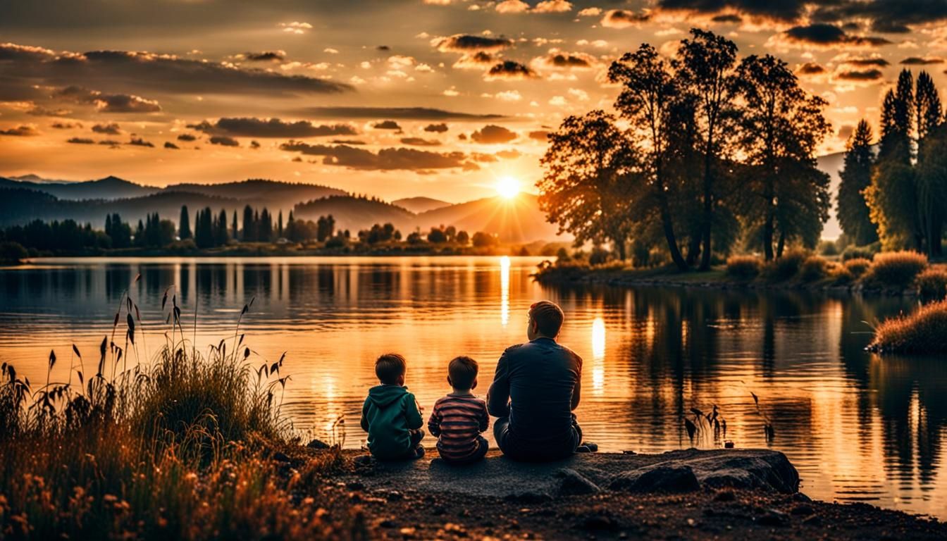 Father and Son at Sunset: Vintage Photo Aesthetic