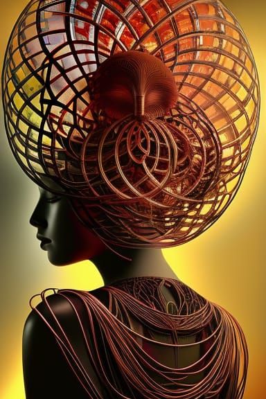 Surrealistic Hollow Basket Weave Cranium Portrait  by @David Myers
