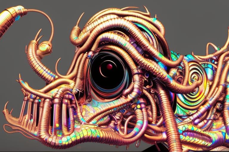 Eldritch hyperdetailed fantasy cyberpunk futuristic sci-fi beautiful colorful intricate iridescent