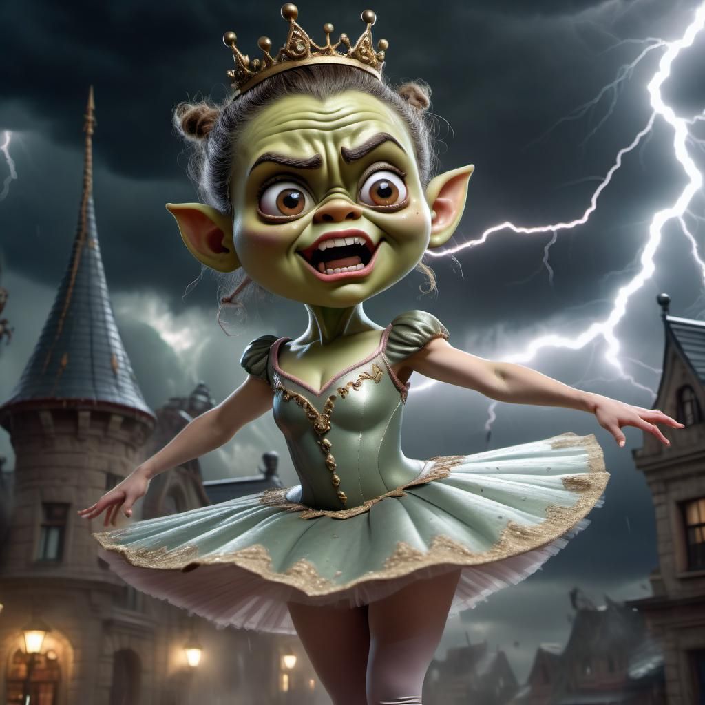 "an aggressive but cute exaggerated ballerina princess in th...