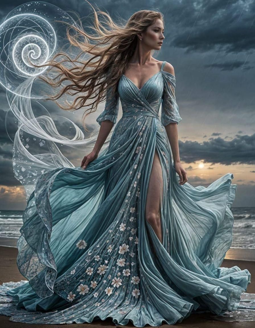 woman in blue dress