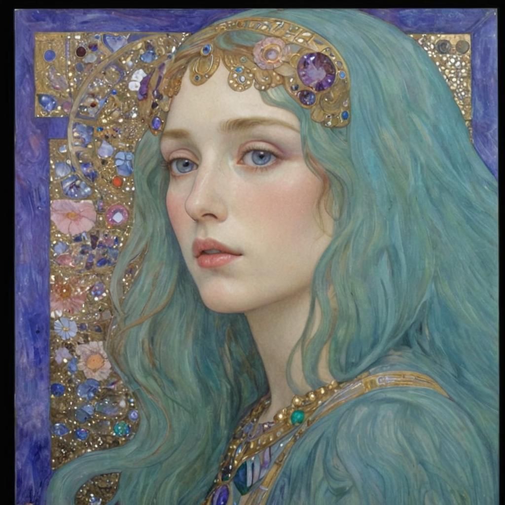 Woman with Jewels in Art Nouveau Style