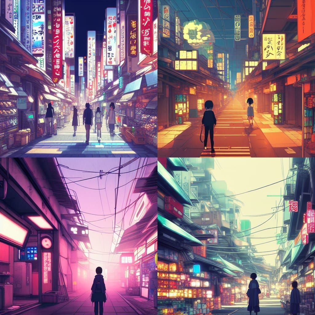 Japanese market gate cyberpunk