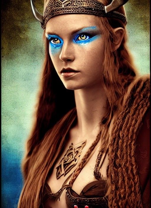 beautiful viking woman with blue eyes digital art