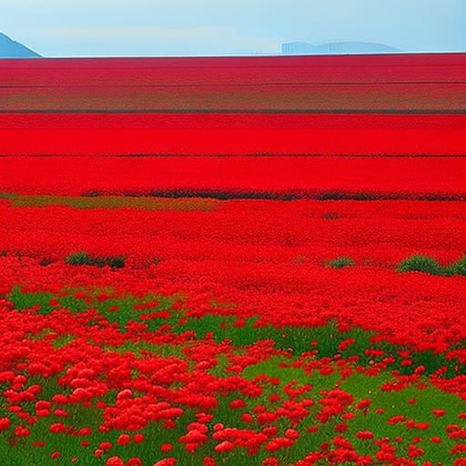 Beautiful flower meadow, red