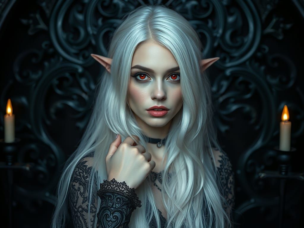 Mystical Gothic Woman with Red Eyes