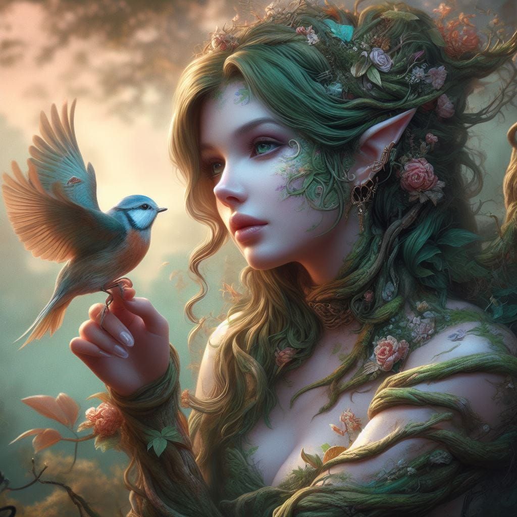 Dryad and Bird