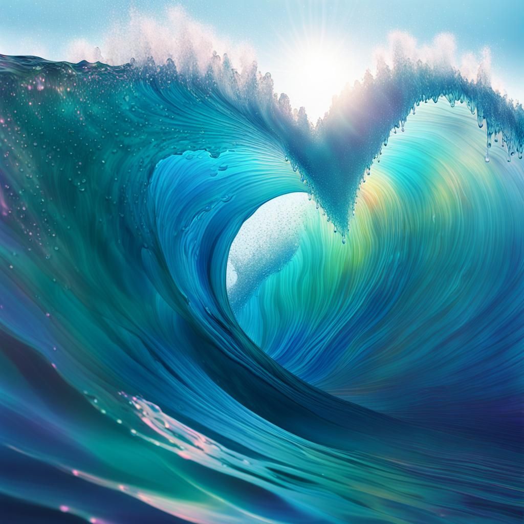 Heart-Shaped Wave in Surreal Oceanic Explosion