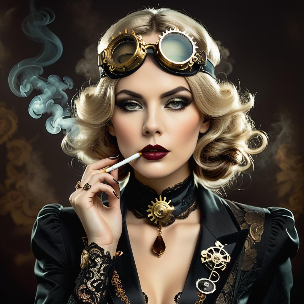 An elegant steampunk woman