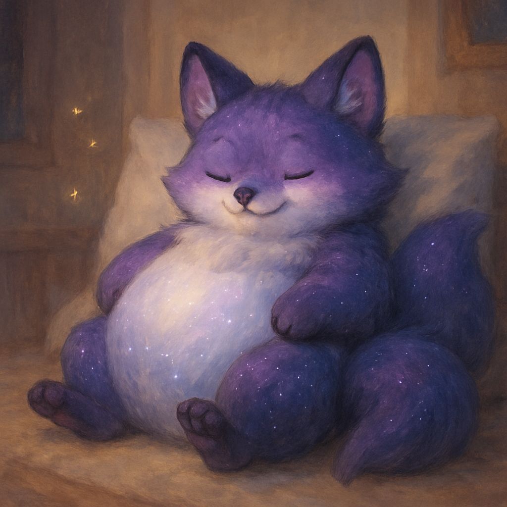 Sleeping purple cosmic fox