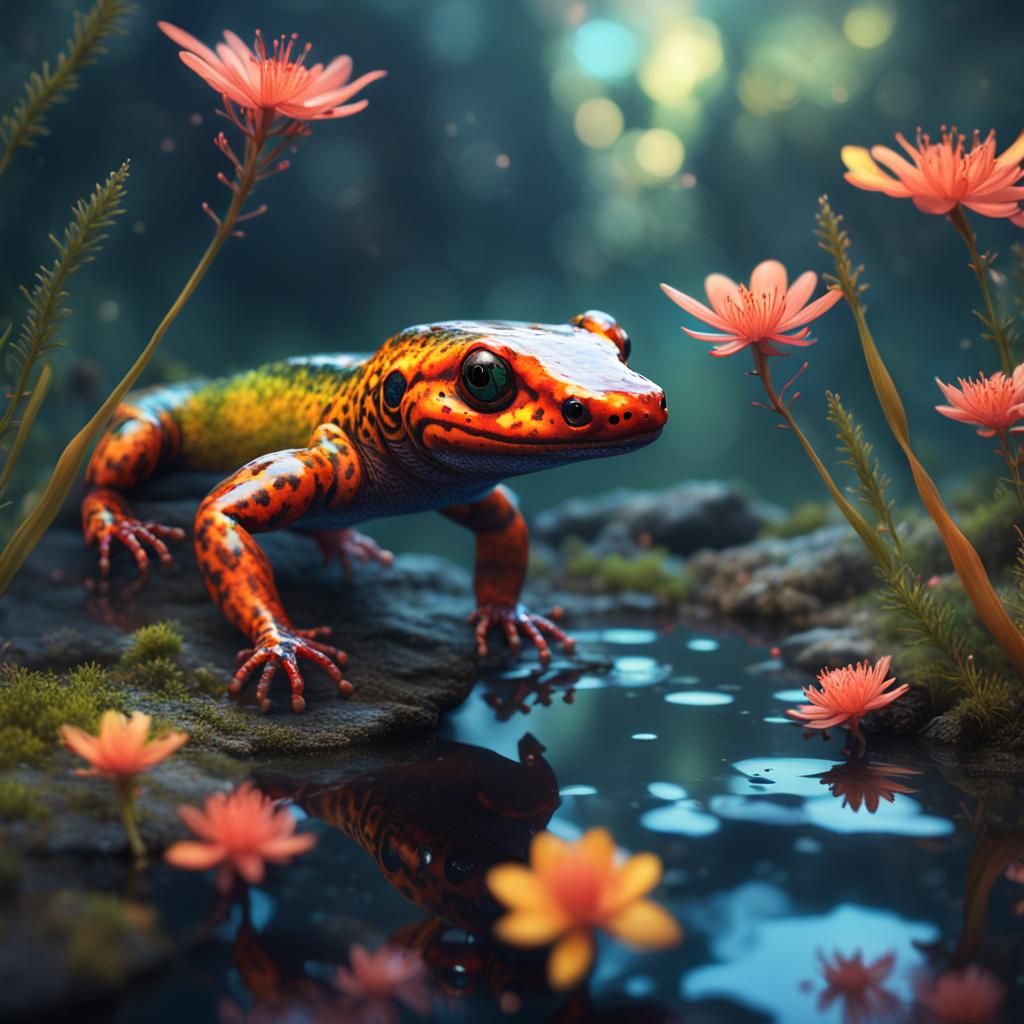 Beautiful colored salamander,