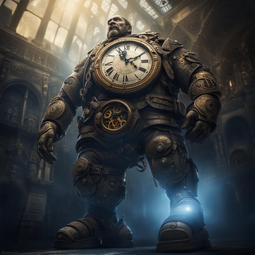 Giant with a Clock in his chest