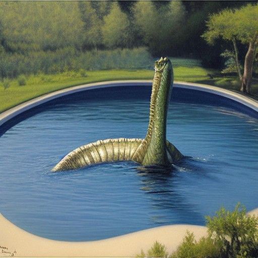 Lochness monster relaxing in the pool