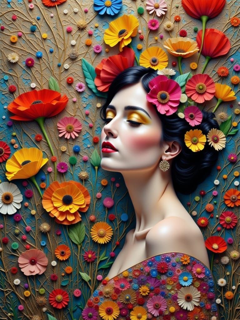 Gustav Klimt-Inspired Vienna Secession Masterpiece with Glit...