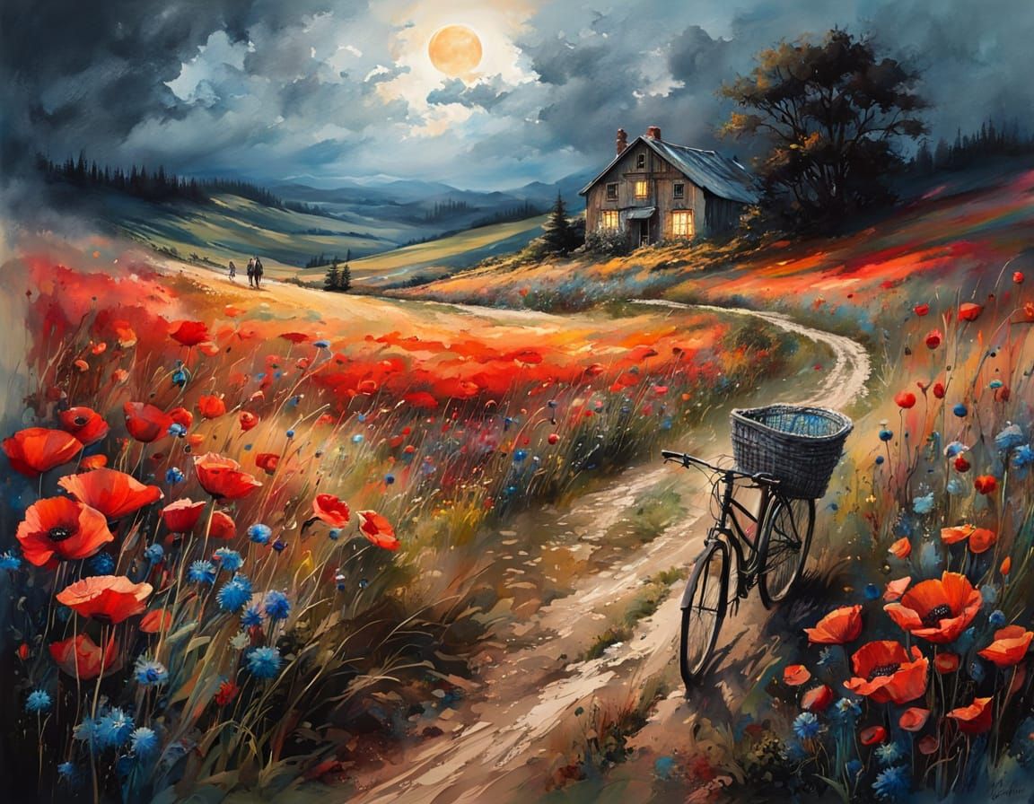 The Bicycle's Dream: Resting in floral peace.