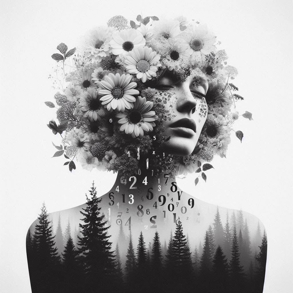 Black and white double exposure