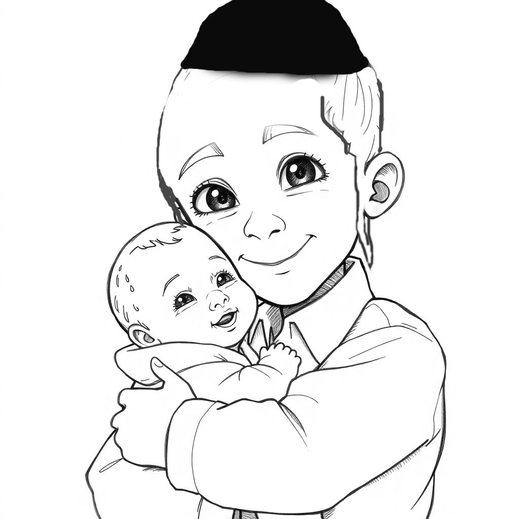 ילד מחזיקה תינוק