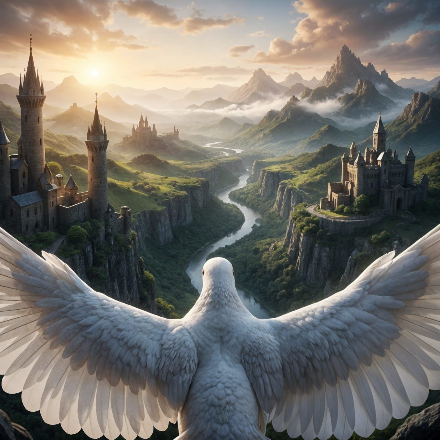 Dove's Eye View of Fantasy Landscape