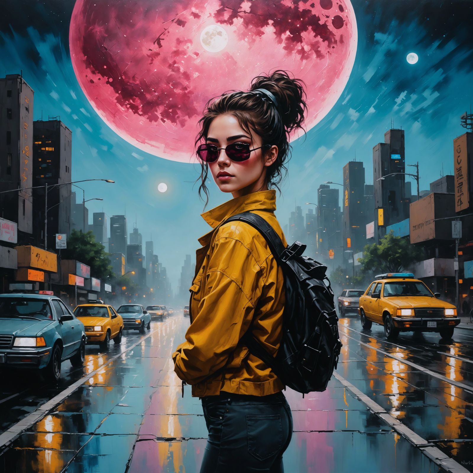 <lora:lightofdawn:1.0>Abstract cyberpunk girl,  electric dre...