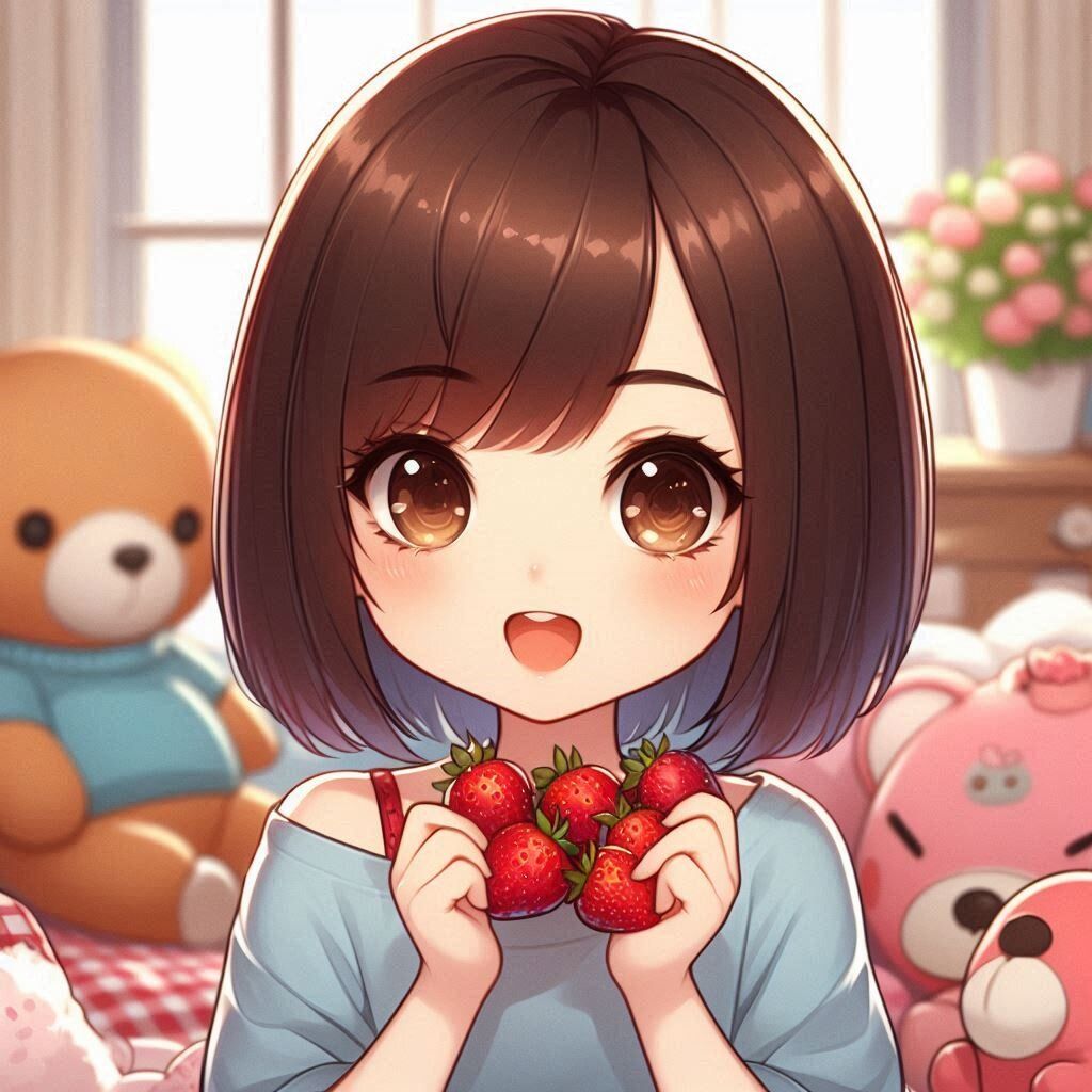 Moon eating strawberries