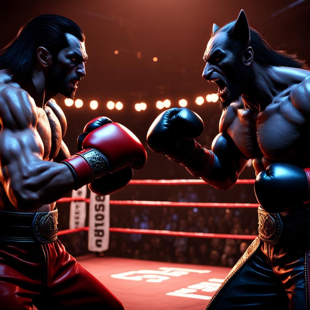 Dracula vs Wolfman boxing - AI Generated Artwork - NightCafe Creator