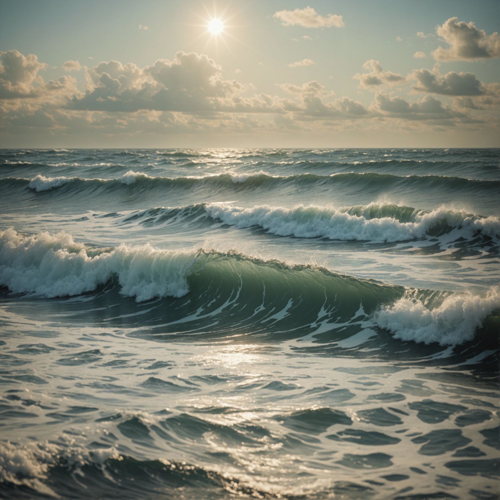 ocean waves far out at sea, intricate, photorealistic polish...