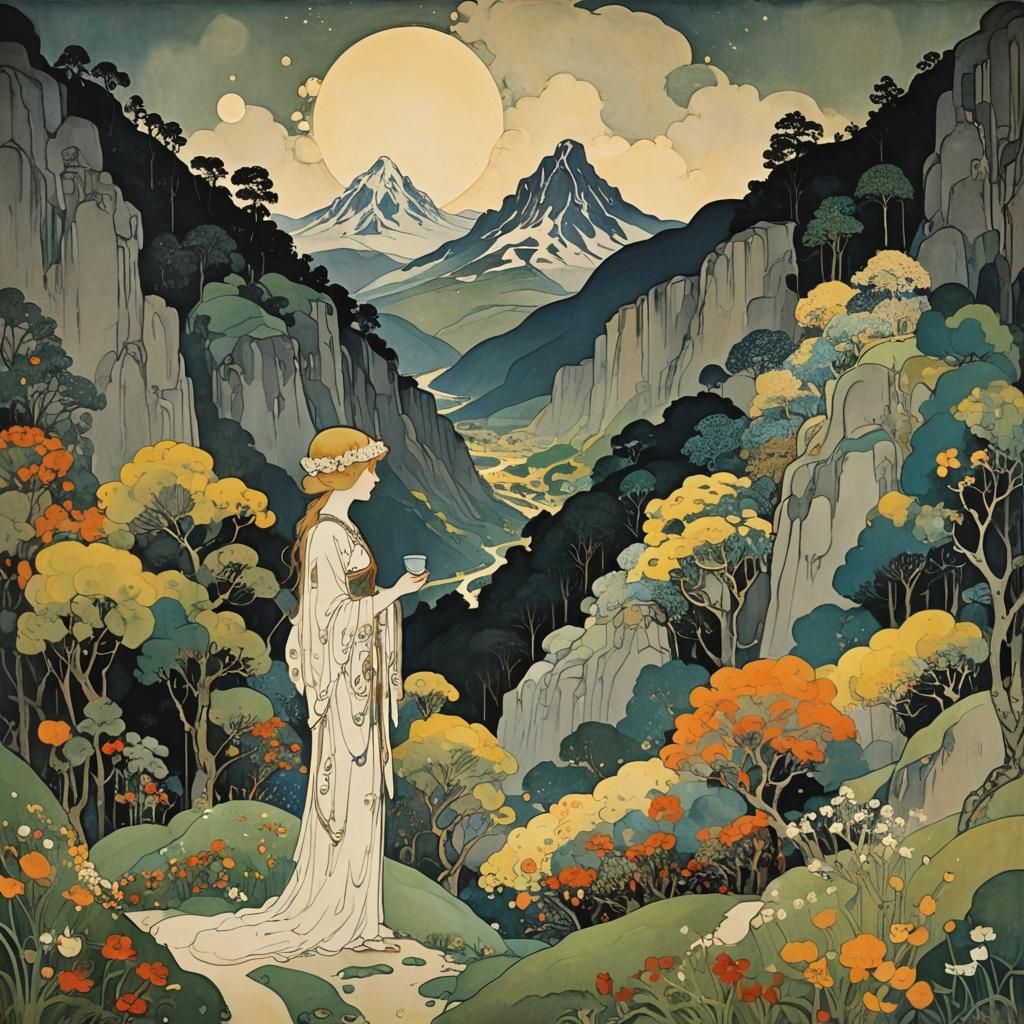 🌟💫🌙 kay neilsen klimt gaugin mountain valley magic  by @jen