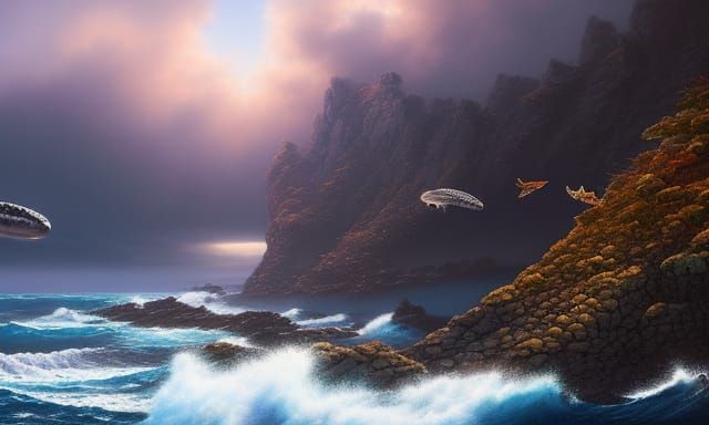 Majestic Humpback Whales Leaping from Ocean, Hyperrealistic ...