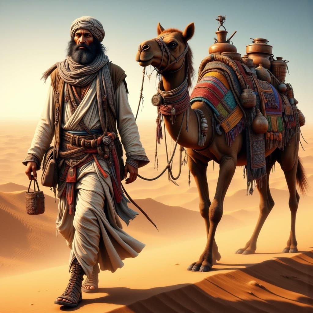 A Bedouin and his camel