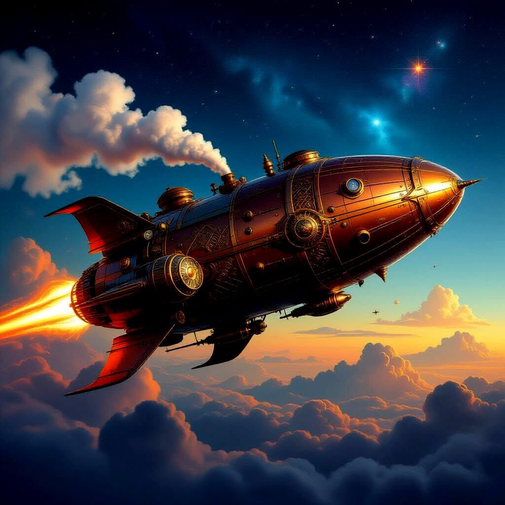 An Interstellar Steampunk Rocketship   by @Apparition
