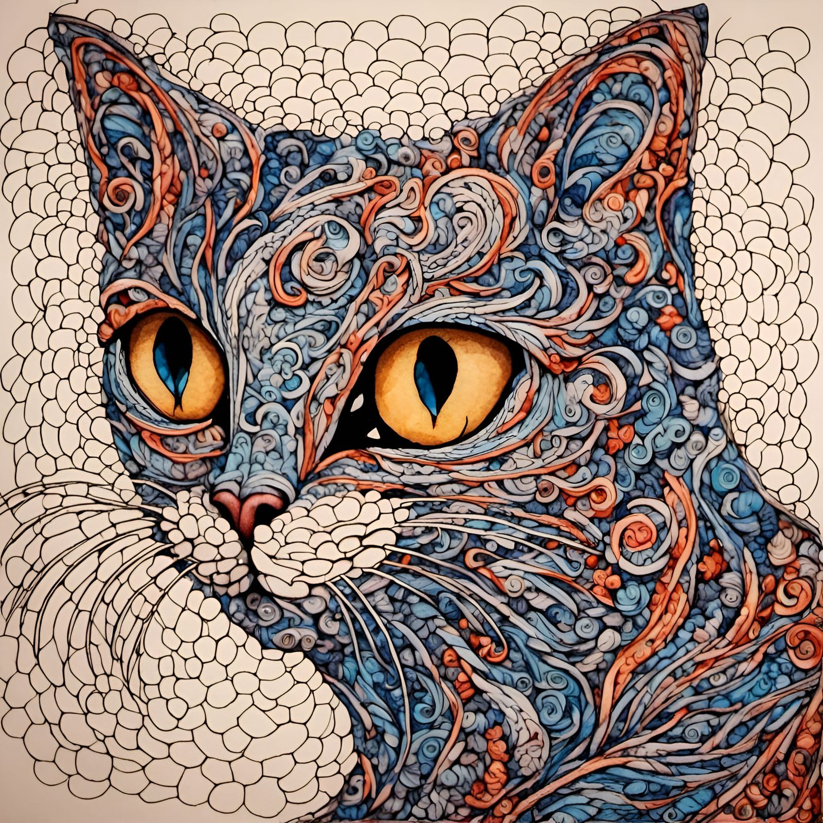  <lora:Splinter:1.0> cat, zentangle
