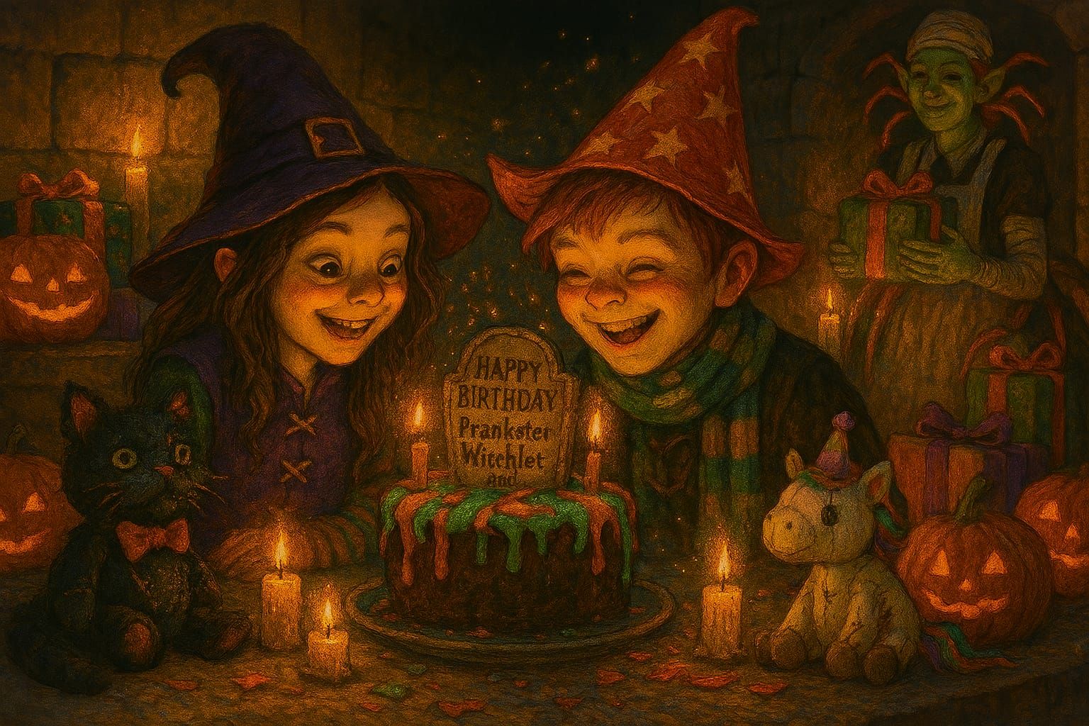 Happy Birthday Prankster Witchlet and the Wizardlet