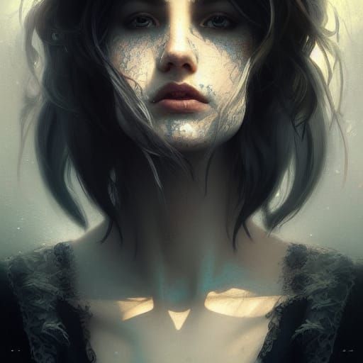 Ghostly Portrait of Love and Loss in Hyperdetailed Style