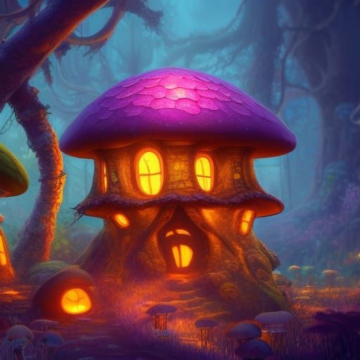 glowing mushroom house