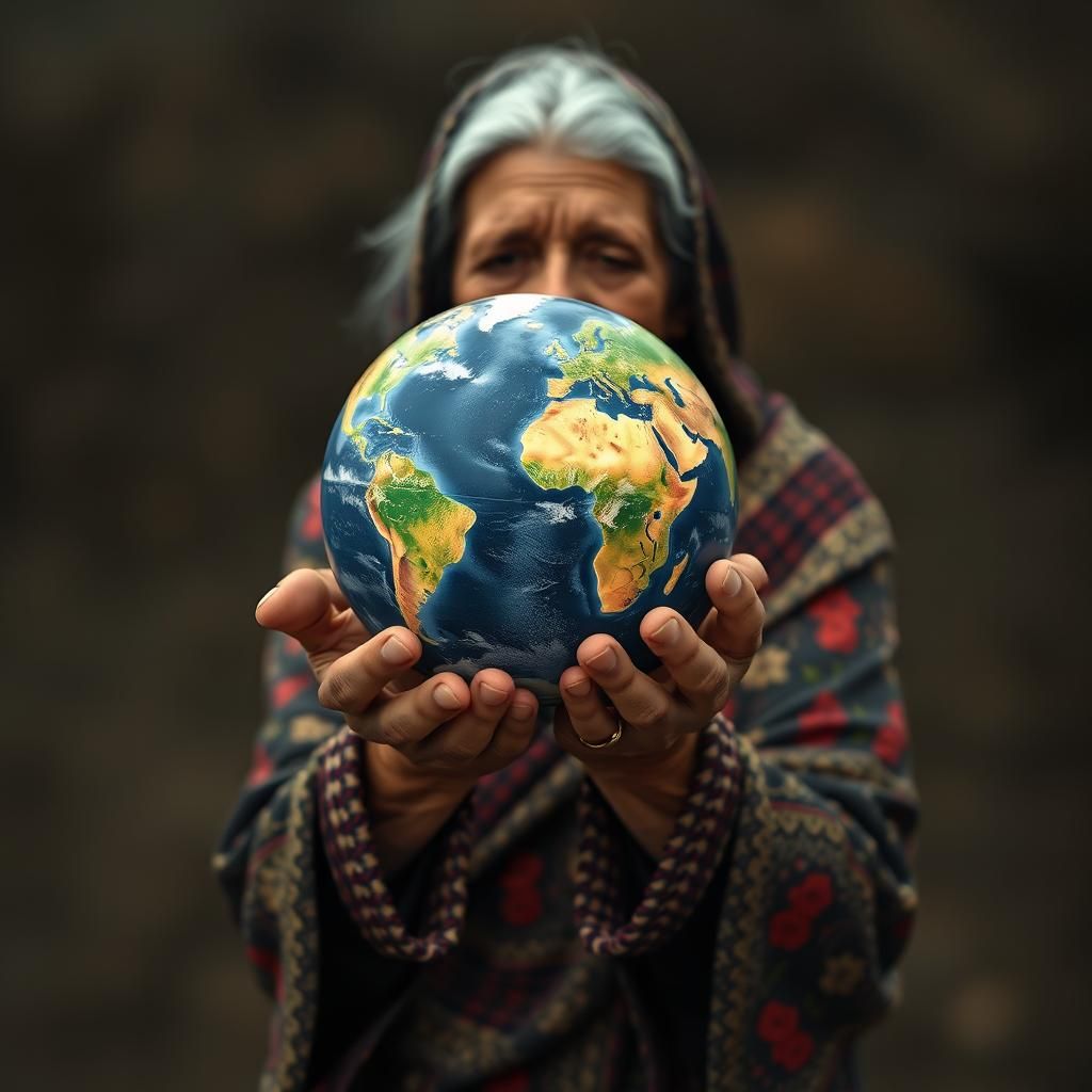  woman, holding the world in her hands