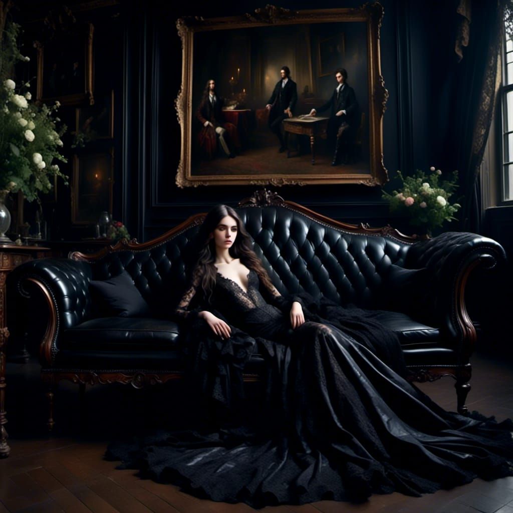 Dark lady in her home