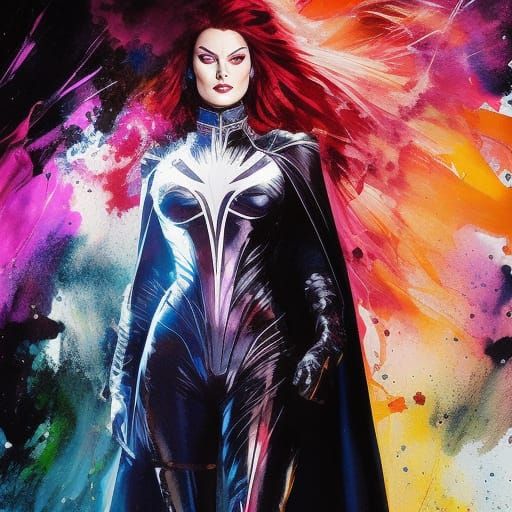 Ink Splash Black Queen Jean Grey - AI Generated Artwork - NightCafe Creator